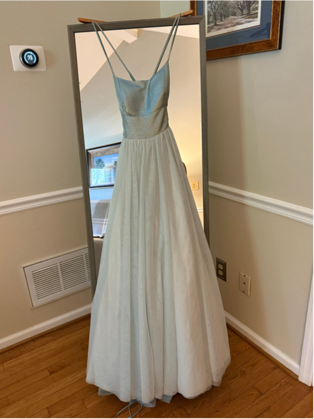 Women's B. Darlin Blue & Silver Maxi Dress Size 7